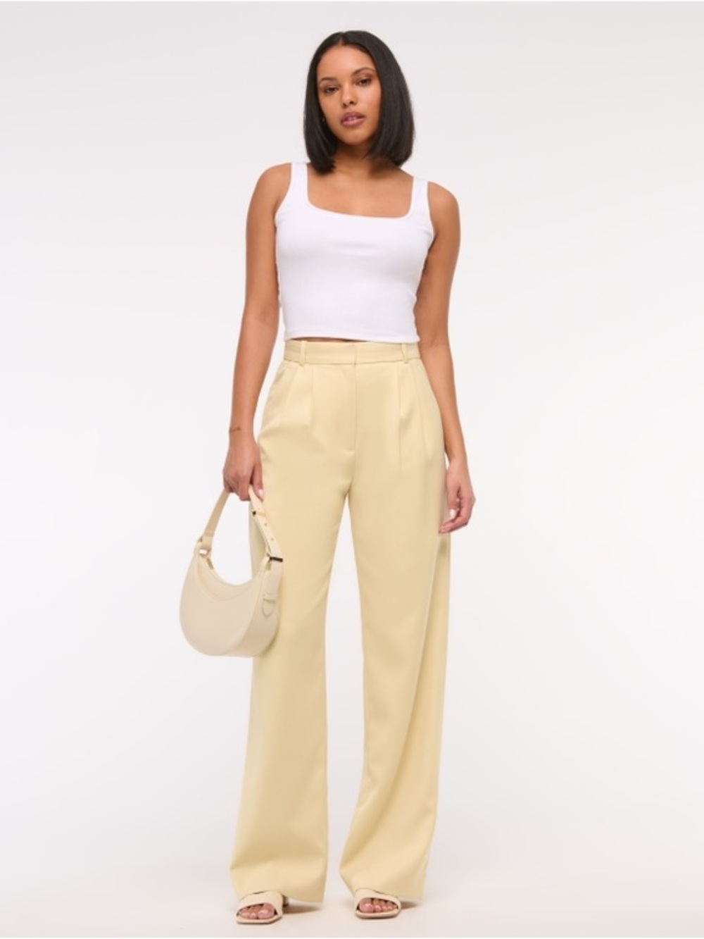 Abercrombie & Fitch Sloane Tailored Wide Leg Pant in Yellow